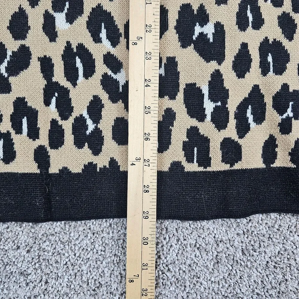 Kate Spade New York Leopord Belted Pincho Shrug Cardigan Wrap Wool Blend